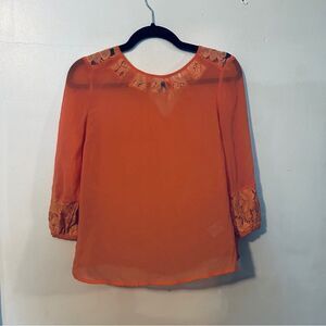 Peach Lace Sheer Blouse size XS